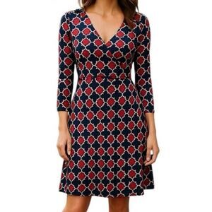 41 Hawthorn Stitch Fix Women’s Navy Red White Geometric Print Wrap Dress Medium
